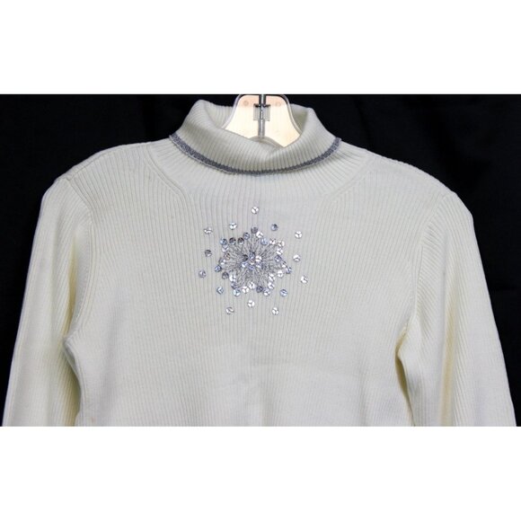 NWT 2005 Gymboree Princess Snow Drop Ribbed Knit Sweater Turtleneck Sequin Snowf - Picture 2 of 8